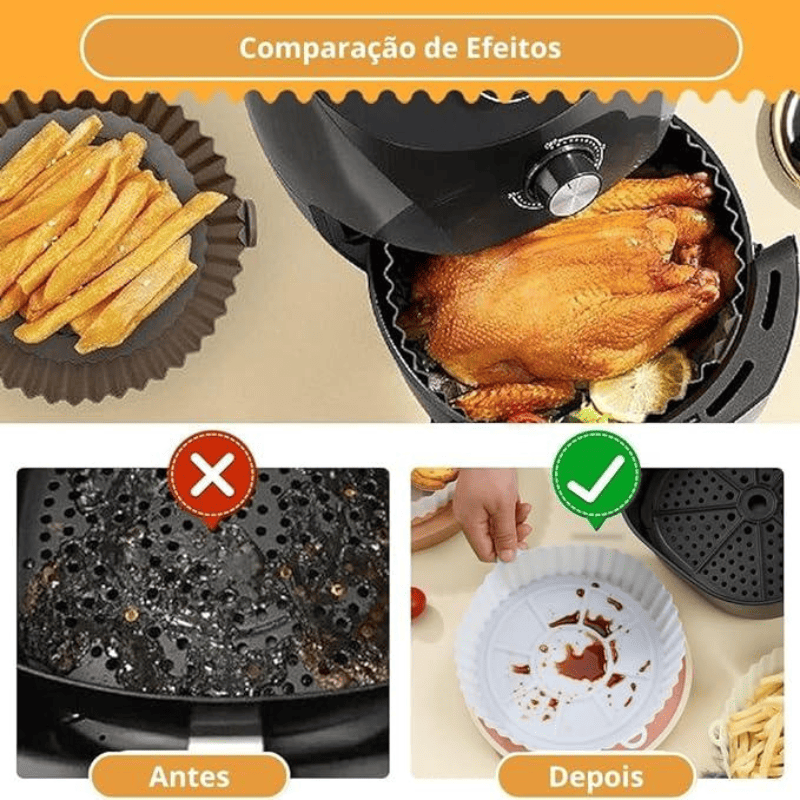 Silicone Chef recipiente reutilizável de silicone para fritadeira